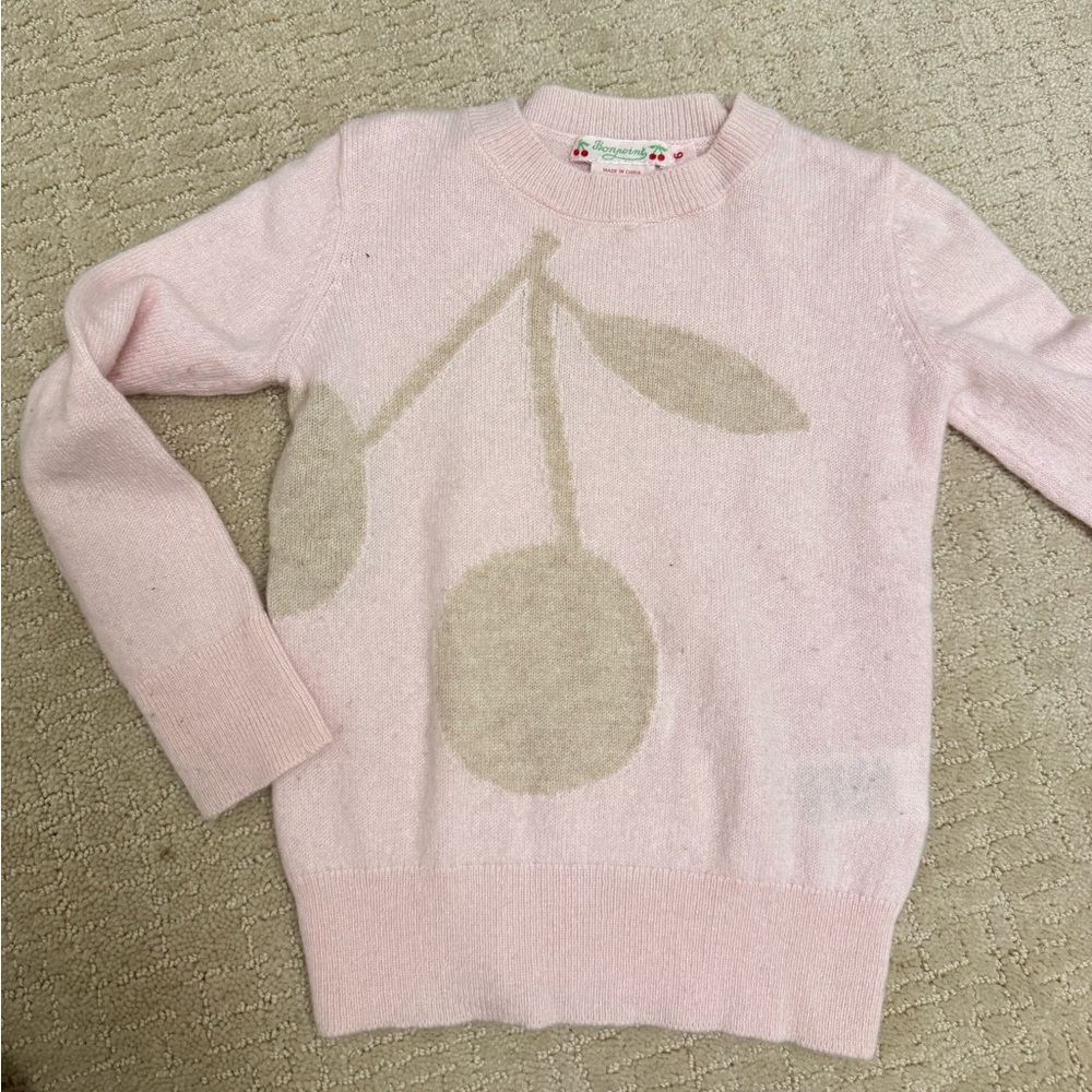 Bonpoint Pink Sweater with Cherry Design in size 6